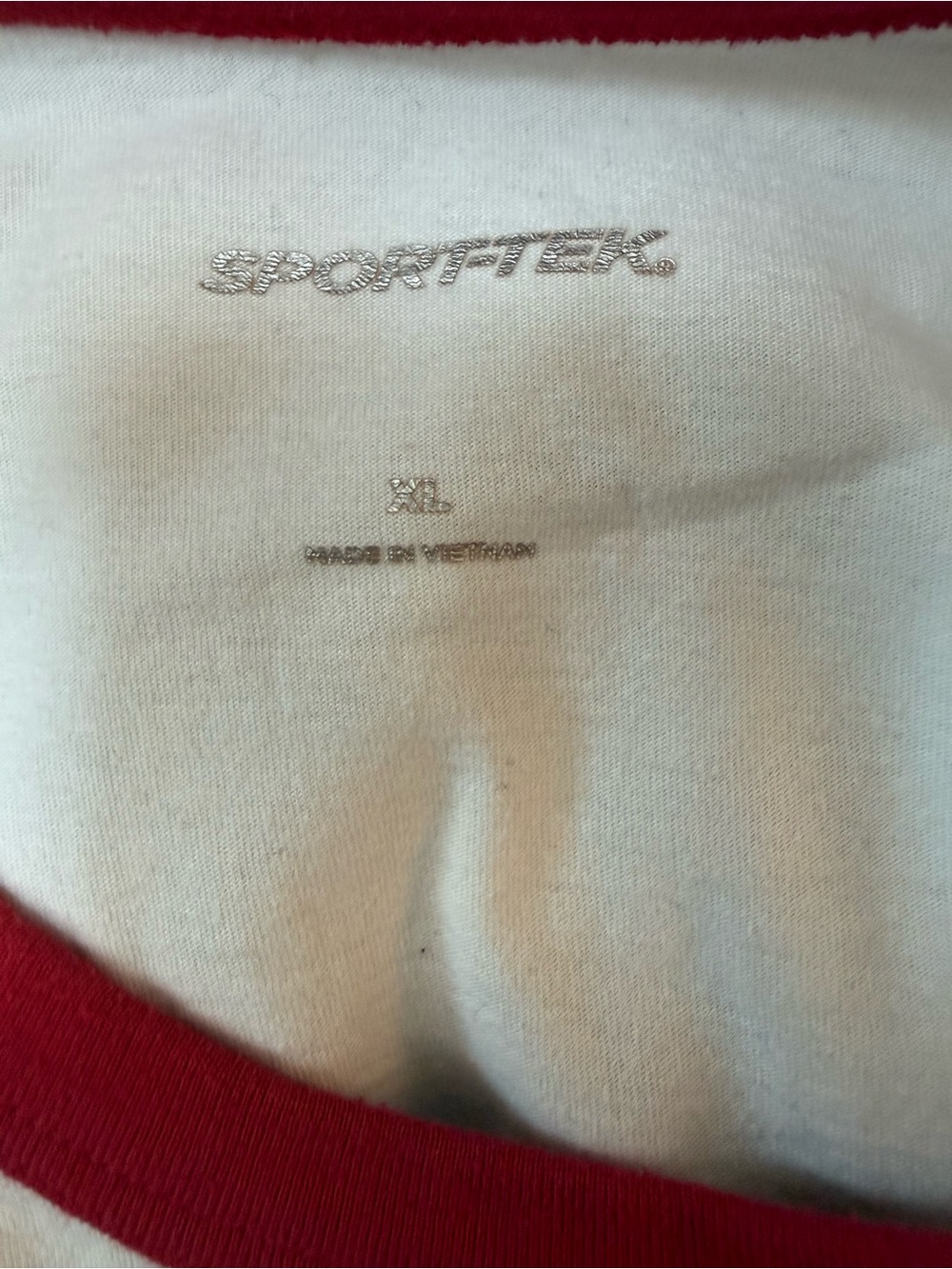 Sport-Tek White & Red Raglan Graphic Long Sleeve Tee - Picture 3 of 3